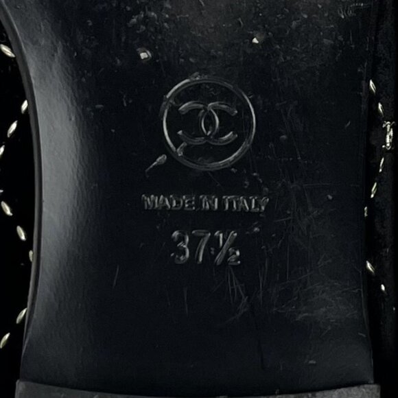 Chanel CC Logo Velvet Moccasin Loafers Black - Picture 10 of 12